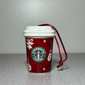 Starbucks 2009 Ceramic Red Holiday Coffee Cup Christmas Tree Ornament 2.5"